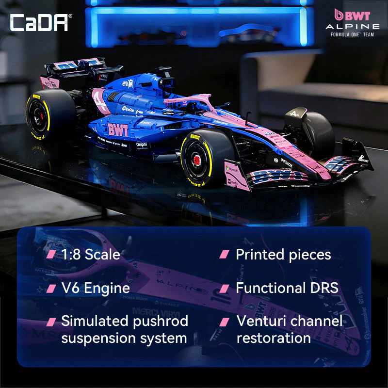 CaDA 1:8 Scale Alpine A525 Formula 1 Car Building Set 2173PCS C64012W - Image 3