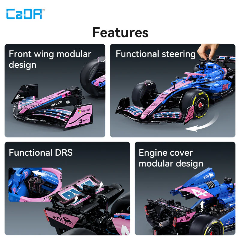 CaDA 1:8 Scale Alpine A525 Formula 1 Car Building Set 2173PCS C64012W - Image 6