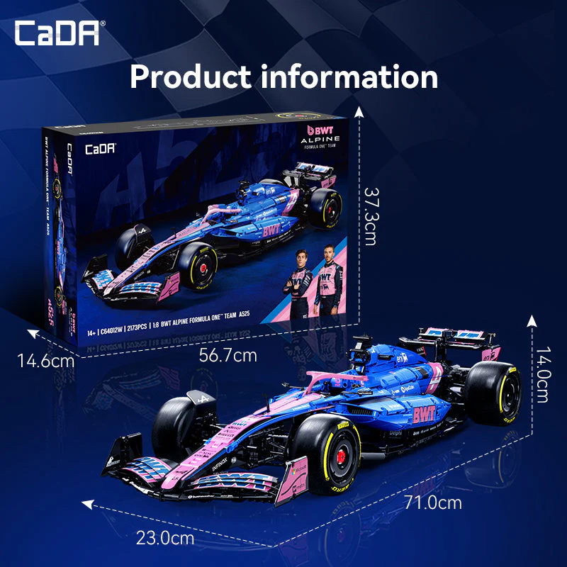 CaDA 1:8 Scale Alpine A525 Formula 1 Car Building Set 2173PCS C64012W - Image 9